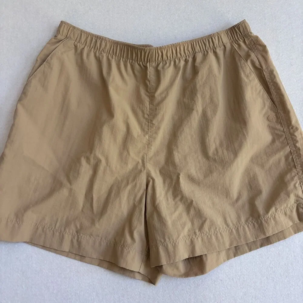 Gap Fit Nylon Pull On Short Women's MP Camel Tan Pockets Walk Camp Hike Comfort